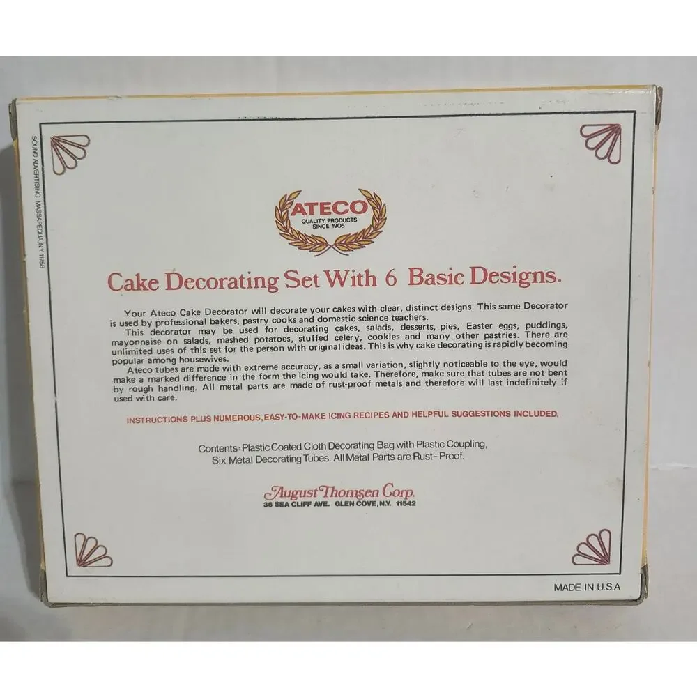 Vintage Ateco Fancy Pastry Cake Decorating Set 334C 6 Tips Made USA